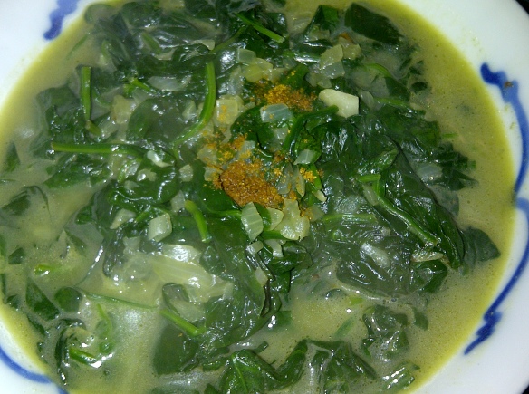 Spinach cooked with onions
